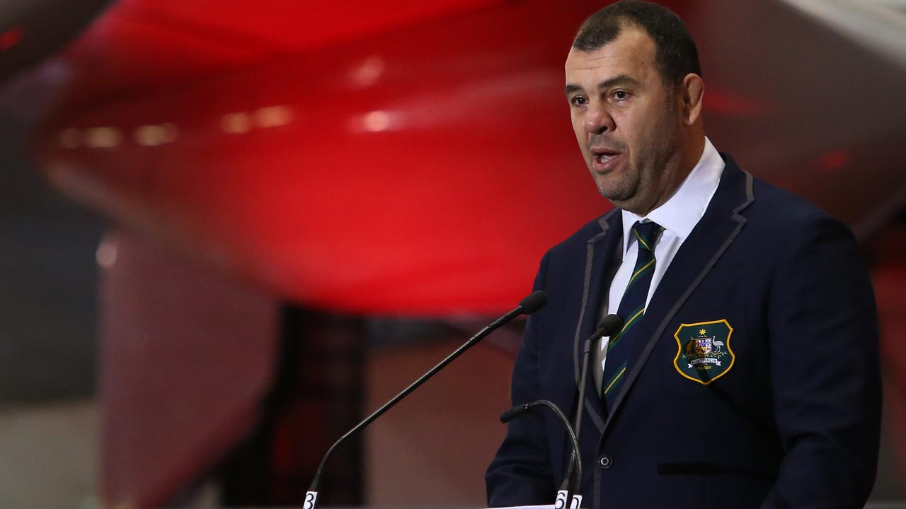 Michael Cheika speaks during the Wallabies Rugby World Cup squad announcement.