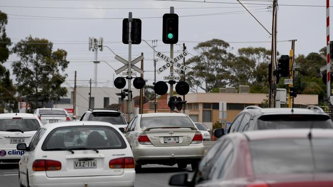 The Hove level crossing on Brighton Road is a notorious traffic bottleneck. Picture: Naomi Jellicoe