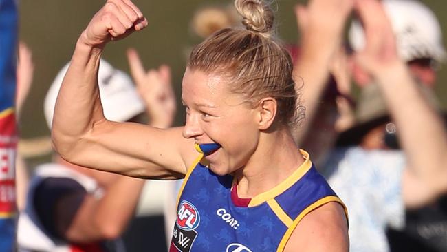 Kate McCarthy celebrates her incredible goal. Picture: Darren England