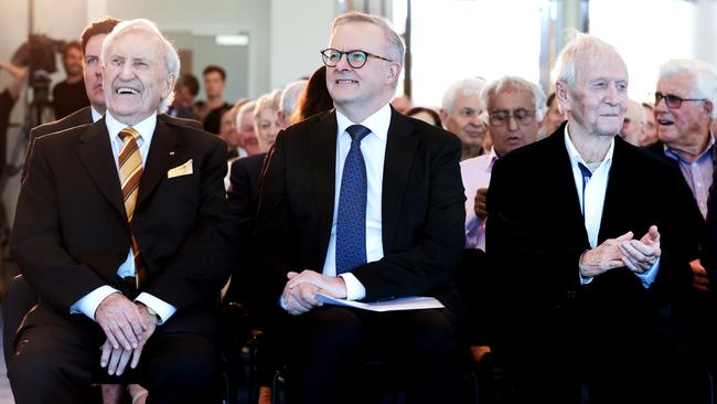 John Brown, Anthony Albanese and Hogan. Picture: Jane Dempster