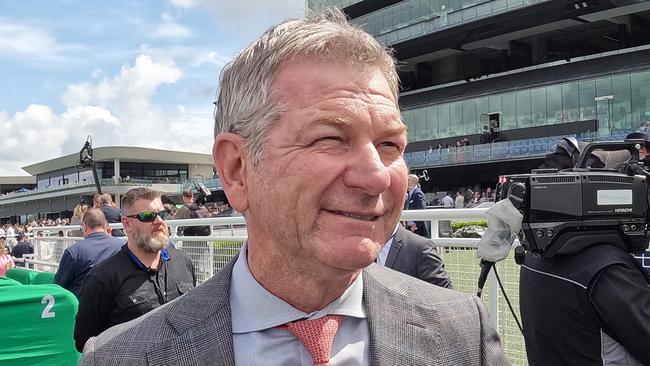SYDNEY, AUSTRALIA - OCTOBER 01: Kris Lees looks on after winning  race 3 the Schweppes Handicap with Hosier during Sydney Racing at Royal Randwick Racecourse on October 01, 2022 in Sydney, Australia. (Photo by Mark Evans/Getty Images)