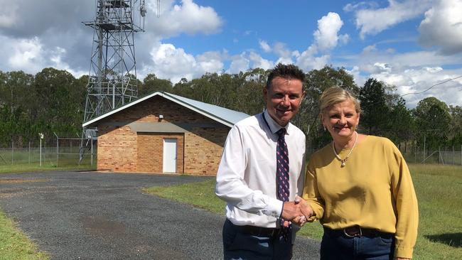 Bowman MP Andrew Laming and Redland City Mayor Karen Williams at the announcement in Birkdale this morning. Pic. Redland City Council 