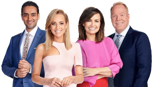 Waleed Aly, Carrie Bickmore, Lisa Wilkinson and Pete Helliar in a promotional shot for The Project. Picture: Ten