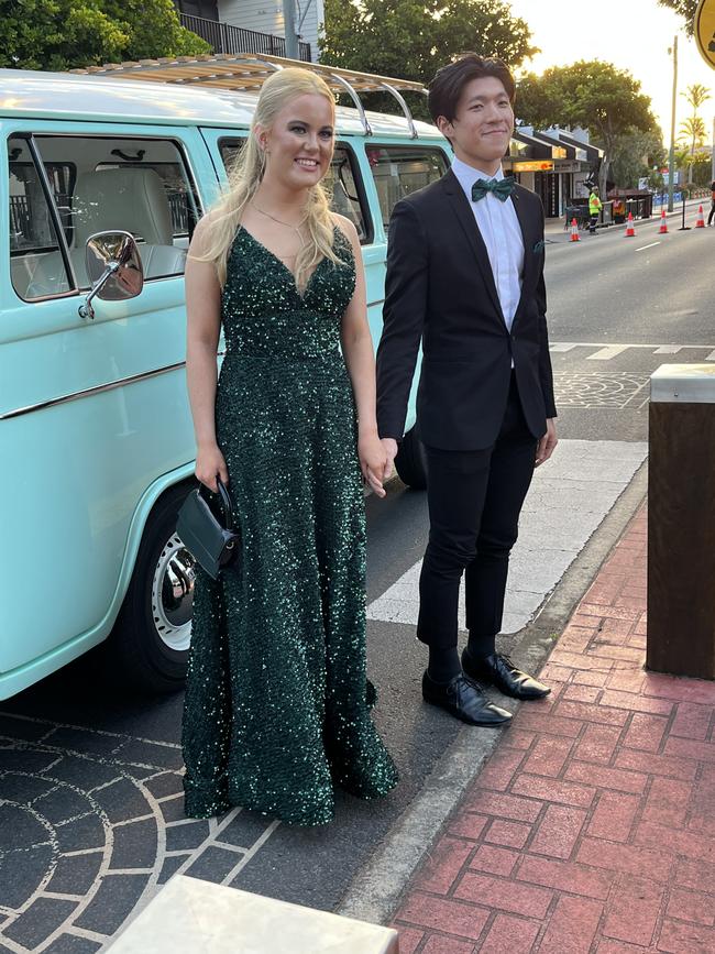 Isabella Smart and Jerry Wong arrived at the formal in a 1974 Kombi.