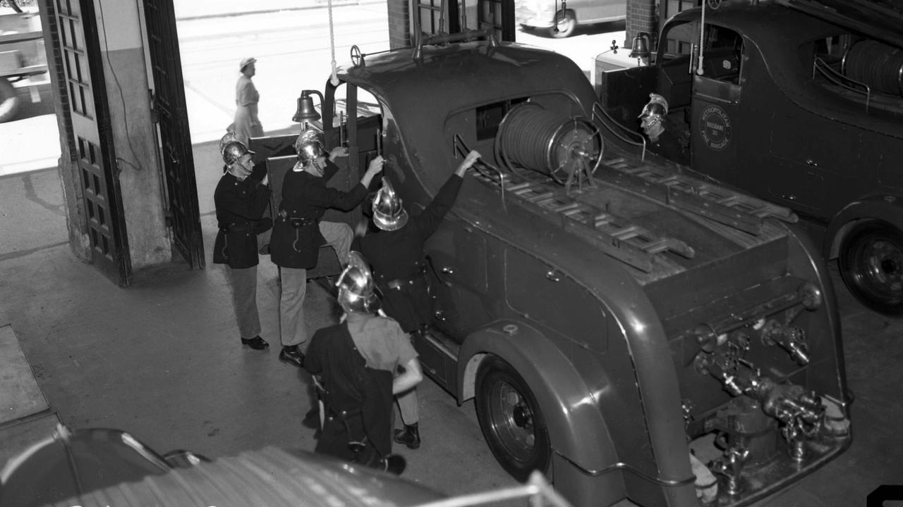 State-of-the-art trucks at the Metropolitan Fire Brigade HQ in Ann St, Brisbane.