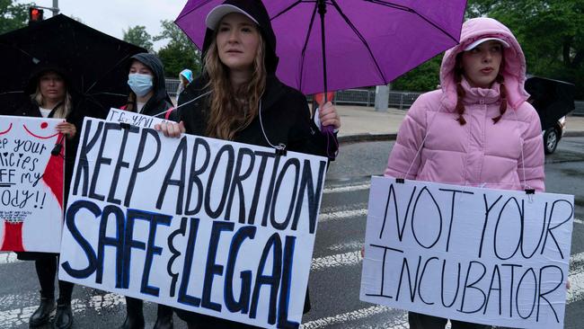 Pro-choice demonstrators rally for abortion rights outside of the US Supreme Court in Washington.