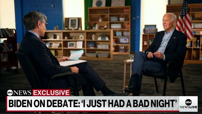 ABC US Exclusive interview with President Joe Biden post the debate. Picture: ABC