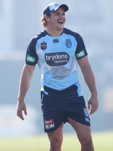 James Roberts enjoying himself during training. Picture: Brett Costello