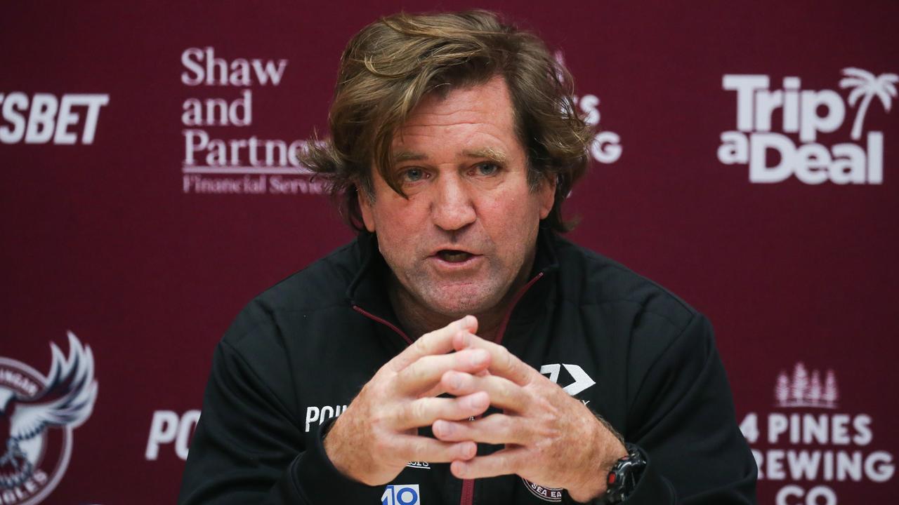 Manly Sea Eagles Coach Des Hasler addresses the media. Picture: NCA Newswire / Gaye Gerard.