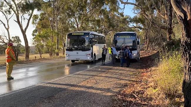 A ute and a car collided at Armagh, near Clare, on Tuesday. Picture: 7NEWS