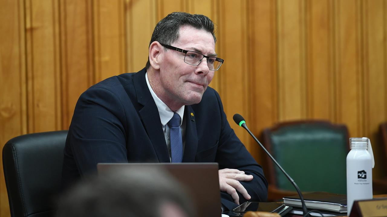 Mayor Troy Thompson during Councillor Kristian Price’s address to Townsville City Council’s general meeting. Picture: Shae Beplate.