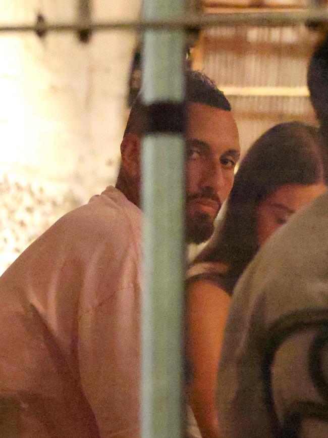 Nick Kyrgios with his girlfriend and friends at Mr Wong in the Sydney CBD on Sunday. Picture: Damian Shaw