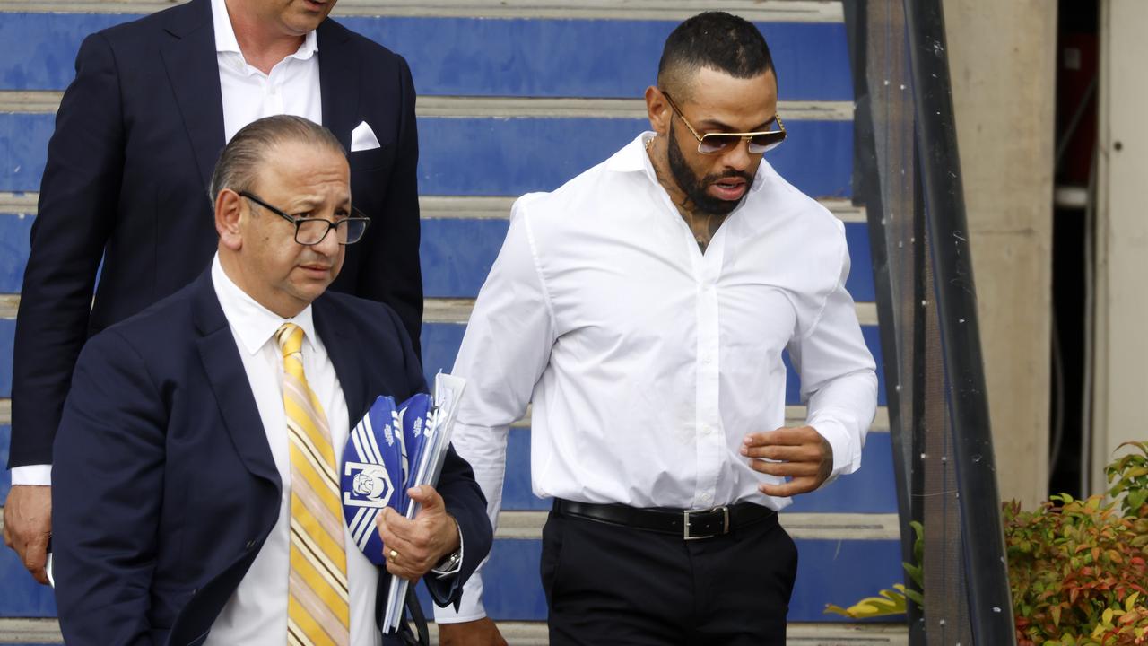 Addo-Carr leaves Belmore for the final time as a Bulldogs player. Picture: Jonathan Ng