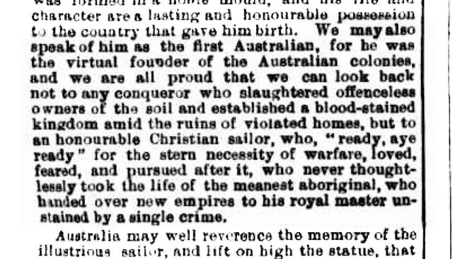 The Australian Town and Country Journal of February 1879 wrote of Cook’s values ahead of the unveiling of his statue.