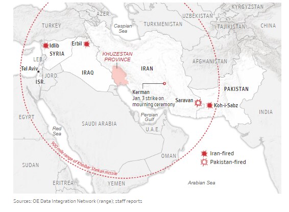 Map of Iran operations against Israel and the US. Picture: The Wall Street Journal