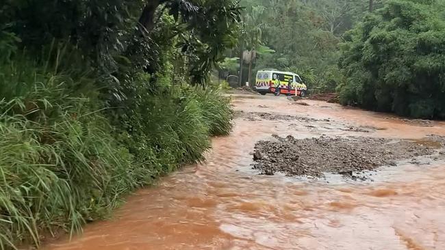 Water over Geles Road in Upper Burringbar.