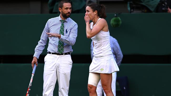 She proceeds to limp to her seat. Picture: Mike Hewitt/Getty Images