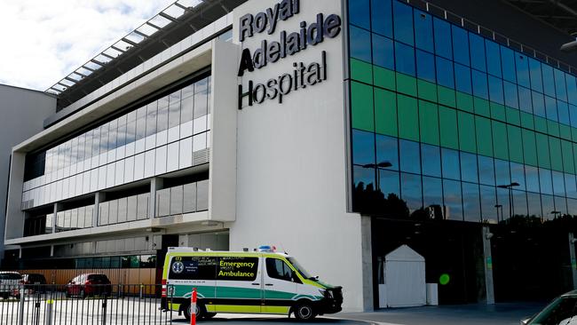 An ambulance outside the Royal Adelaide Hospital. Picture: Naomi Jellicoe