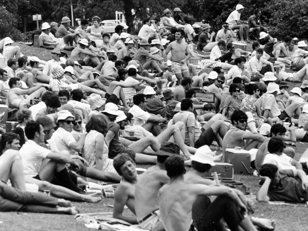 Crowds watching the Sheffield Shield in 1969. Picture: Supplied