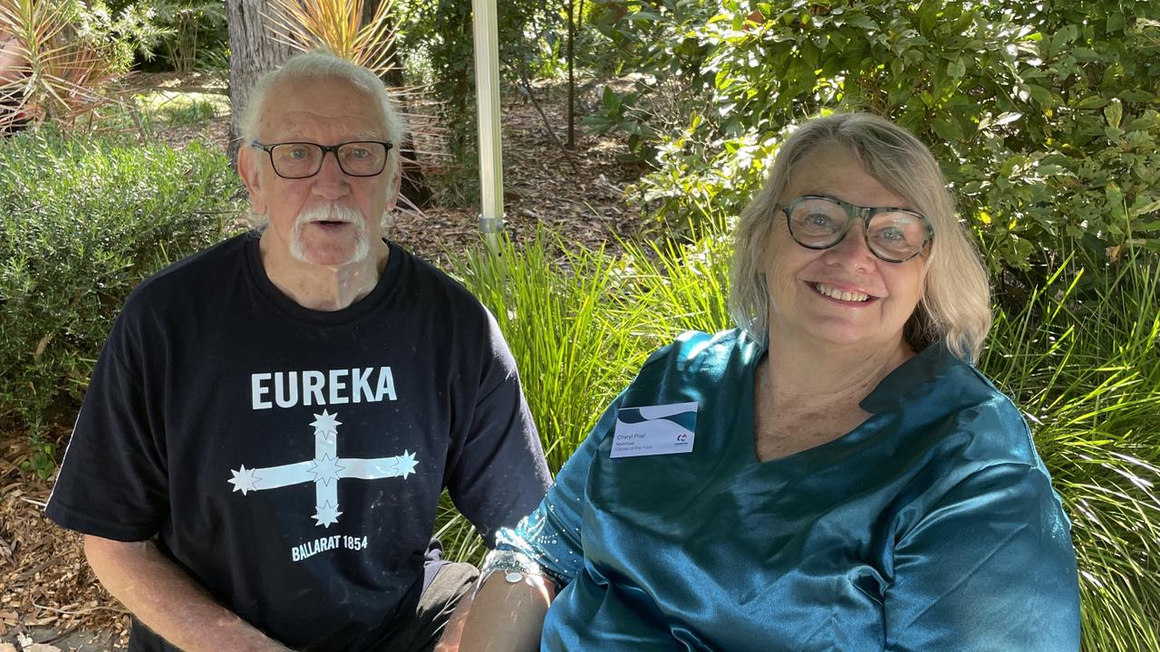 Award winner Cheryl Post (R) at the Australia Day ceremony at the Botanic Gardens in Coffs Harbour. Picture: Matt Gazy