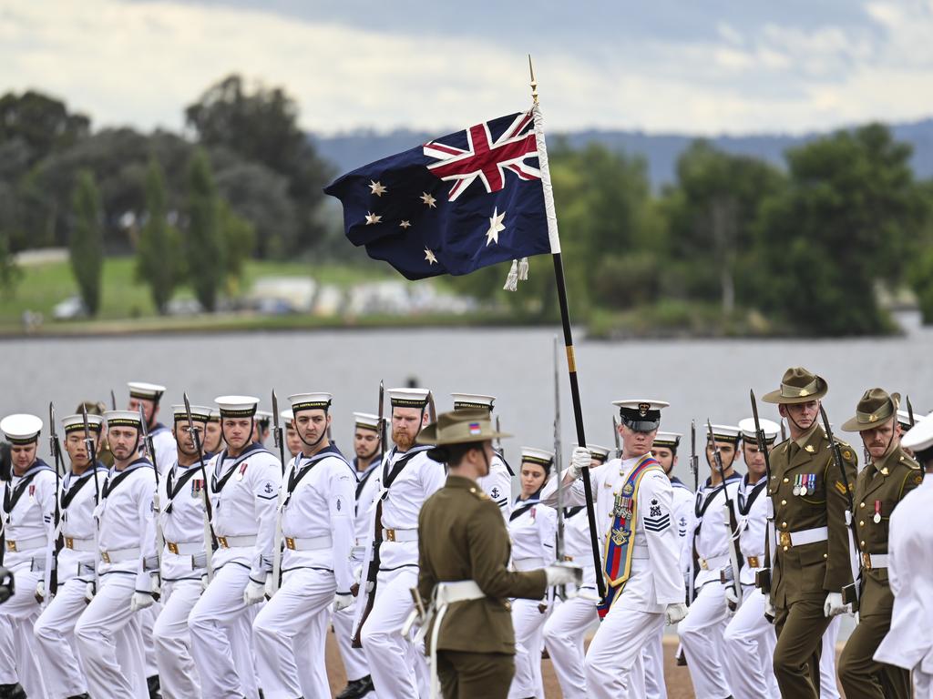 Australia Day Citizenship and Flag Raising Ceremony in Canberra. Picture: NCA NewsWire / Martin Ollman