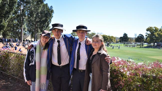 Holly Robinson, Cayden Phillips, Dylan Knox, and Angelique Lindenmayer at Grammar Downlands Day, Saturday, August 19, 2023. Picture: Peta McEachern