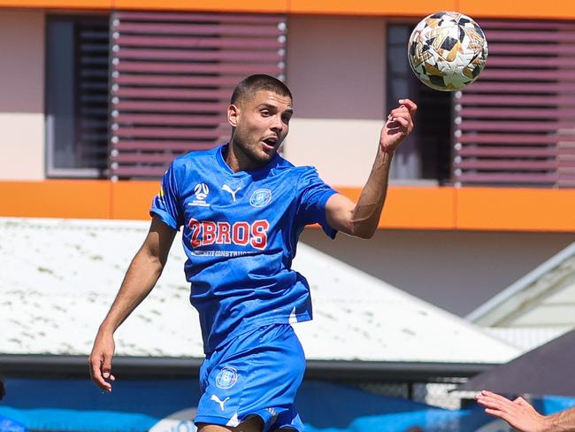 MELBOURNE, AUSTRALIA - FEBRUARY 10 2024 Cian Cuba of Avondale during the NPL Victoria game between Avondale v Dandenong City at Reggio Calabria Club.Picture: Brendan Beckett