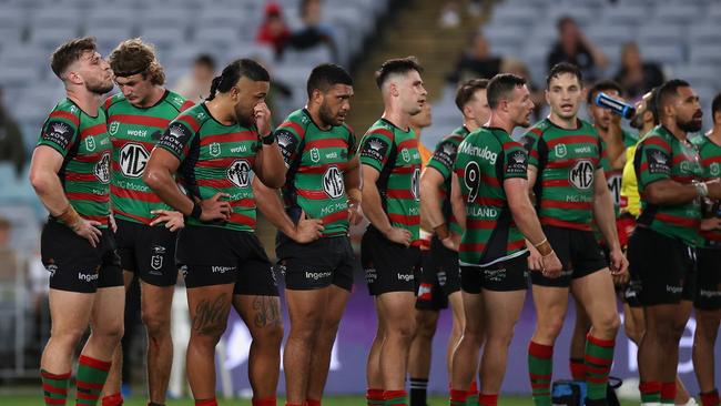 There was plenty for South Sydney to be ashamed of on a poor night against the Broncos. Picture: Cameron Spencer/Getty Images