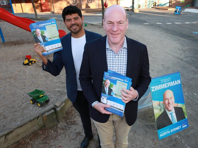 Carlos Toledo and North Sydney MP Trent Zimmerman (right). Picture: Mark Scott