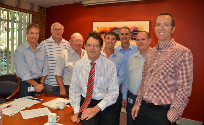 Development Assessment Focus Group members (l-r) Lismore City Council's compliance coordinator Matt Kelly, Neil Priestley from NE&A; Priestley, Graeme Hargreaves from the Chamber of Commerce, the council's executive director sustainable development Brent McAlister, development assessment coordinator Chris Watts, Bennett Constructions managing director Darryl Piper, the council's manager of development and compliance Peter Jeuken and Damian Chapelle from Newton Denny Chapelle.