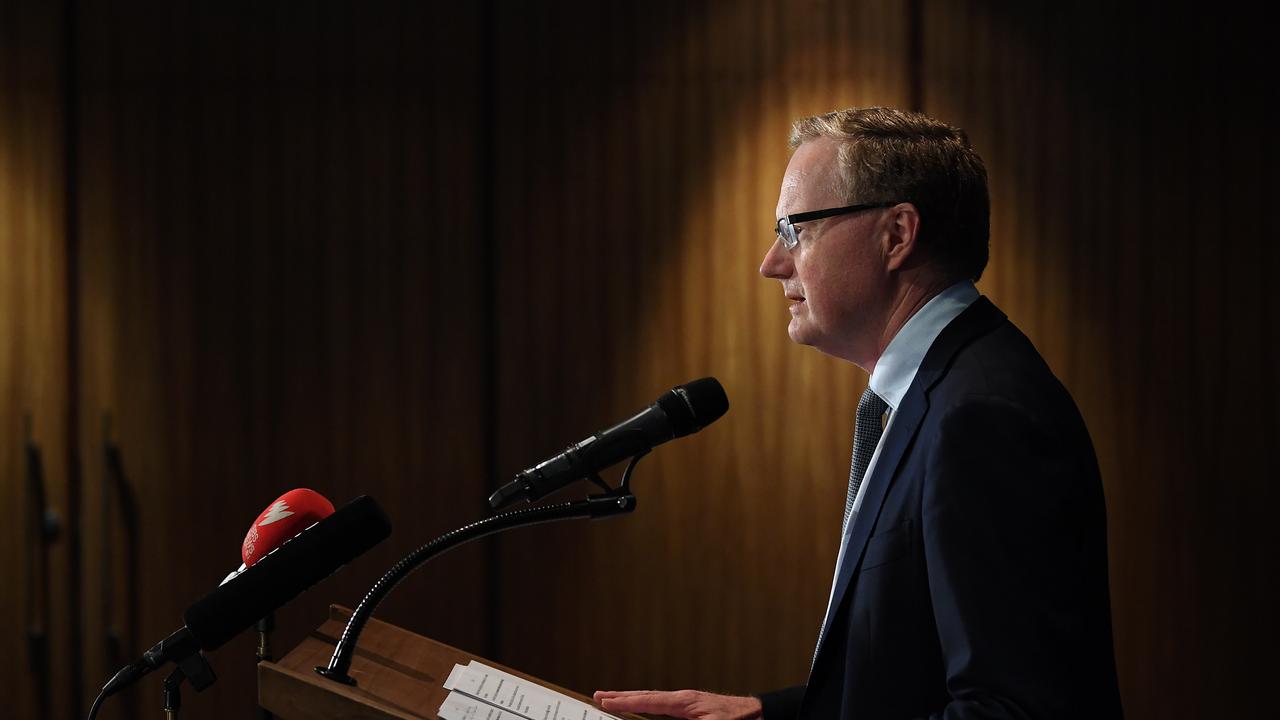 Reserve Bank of Australia Governor Philip Lowe speaks to the media in Sydney, Thursday, March 19, 2020. The Reserve Bank has cut the interest rate to a record-low 0.25 per cent in an historic suite of economic support to cushion the blow of the coronavirus pandemic. (AAP Image/Joel Carrett)