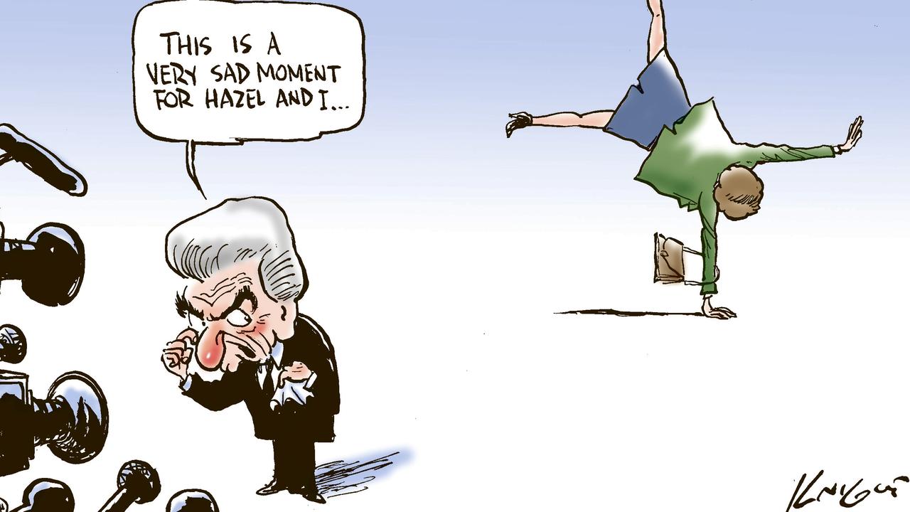 Mark Knight has been drawing Bob Hawke for his entire professional career as a newspaper cartoonist, including this one when the larrikin PM separated from his long-suffering first wife Hazel Hawke. Picture: Mark Knight