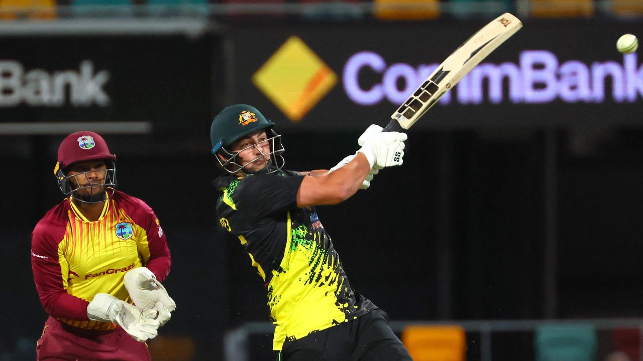 Australia's Tim David faced his moment of truth against the West Indies in Brisbane on October 7, 2022. Photo: AFP