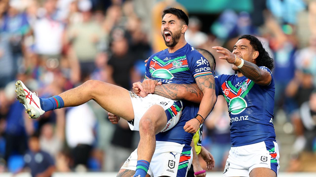 *APAC Sports Pictures of the Week - 2023, March 27* - AUCKLAND, NEW ZEALAND - MARCH 26: Shaun Johnson of the Warriors celebrates his try during the round four NRL match between New Zealand Warriors and Canterbury Bulldogs at Mt Smart Stadium on March 26, 2023 in Auckland, New Zealand. (Photo by Phil Walter/Getty Images)