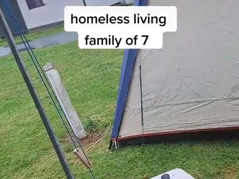 A family-of-seven were forced to live in a tent. Picture: TikTok