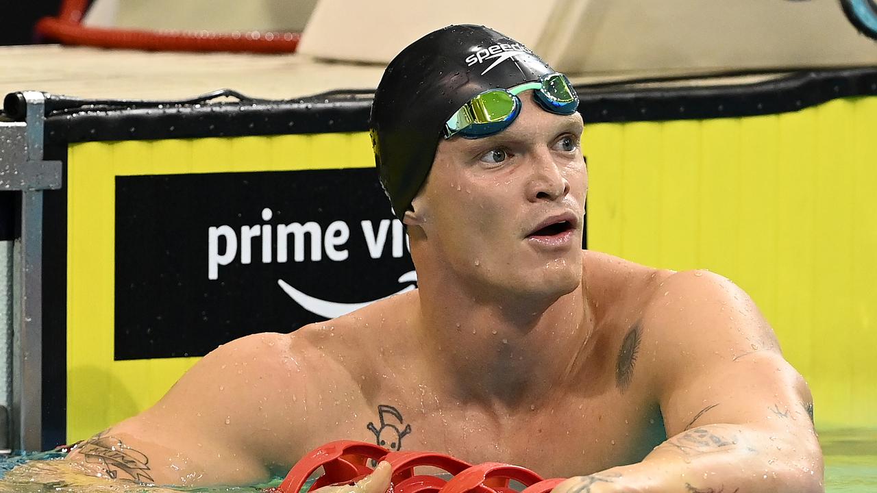 ADELAIDE, AUSTRALIA - MAY 18: Cody Simpson of Australia catches his breath after finishing third in the Mens 100 Metre Butterfly Final during day one of the 2022 Australian Swimming Championships at SA Aquatic &amp; Leisure Centre on May 18, 2022 in Adelaide, Australia. (Photo by Quinn Rooney/Getty Images)