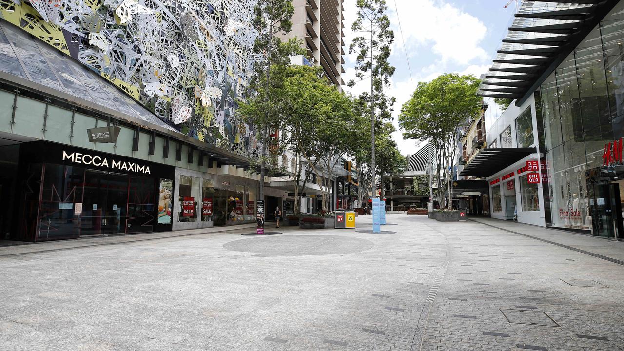 Brisbane’s lockdown turned the CBD into a ghost town. Tourism leaders fear further pain if states don’t form a united approach to the coronavirus pandemic. Picture: Josh Woning.