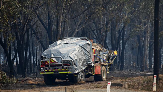 The firefighting truck in which the two men were killed. Picture: Adam Yip