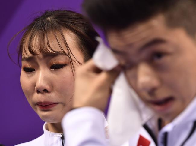 Athletes compete in the men’s 5,000m relay short track speed skating heat event during the Pyeongchang 2018 Winter Olympic Games, at the Gangneung Ice Arena in Gangneung on February 13, 2018. Picture: AFP