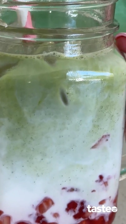 Strawberry matcha latte