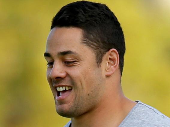 Jarryd Hayne during a training session which included taking some catches with a NFL Gridiron ball at Parramatta .Picture Gregg Porteous