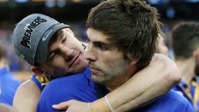 Jack Redden consoles Andrew Gaff. Picture: Michael Klein