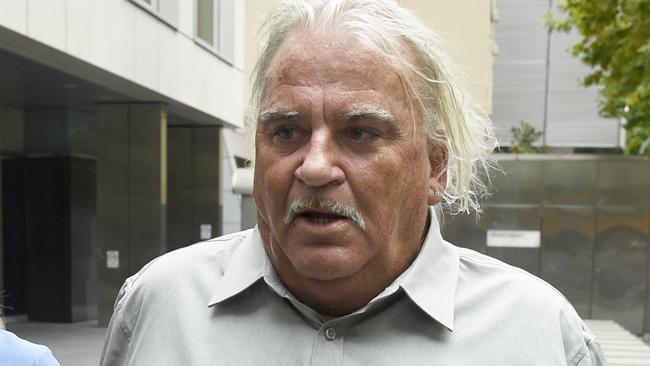 MELBOURNE, AUSTRALIA - NewsWire Photos FEBRUARY 21, 2023: Jeffrey "Joffa" Corfe, former leader of the Collingwood AFL cheer squad, arrives at the County Court in Melbourne to face historic paedophilia charges. Picture: NCA NewsWire / Andrew Henshaw