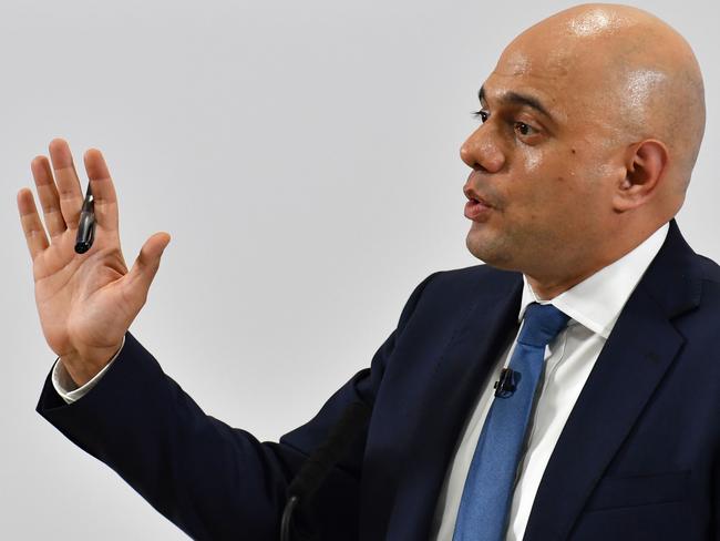 Britain's Chancellor of the Exchequer Sajid Javid speaks at a general election campaign event in Bolton, Greater Manchester on November 26, 2019. - Britain will go to the polls on December 12, 2019 to vote in a pre-Christmas general election. (Photo by Paul ELLIS / AFP)