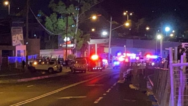 Emergency services on Flinders Street following the horrific crash. Picture: Dylan Thomas/ supplied