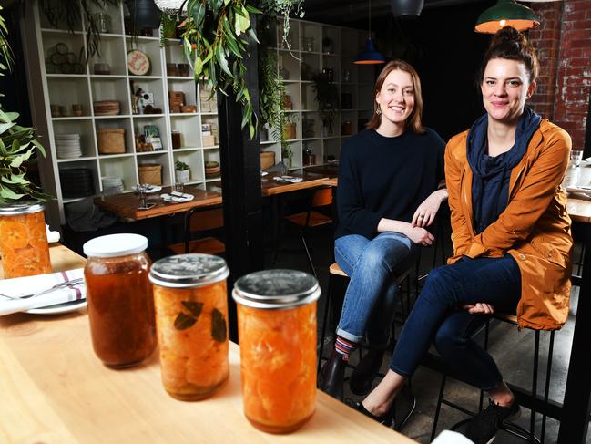 Taylor Peplow Ball and Jessie Spiby at My Grandma Ben in Plant 4. Photo: AAP/Mark Brake