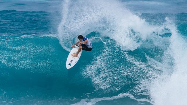 Liam O'Brien of Australia surfs in Heat 10 at the Hurley Pro Sunset Beach on February 18, 2024 at Oahu, Hawaii. (Photo by Tony Heff/World Surf League)