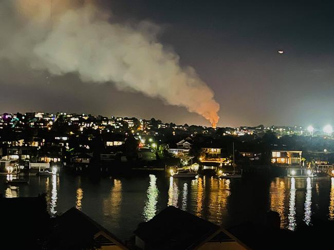 View of the blaze from New Farm. Picture: Rebecca Goodman