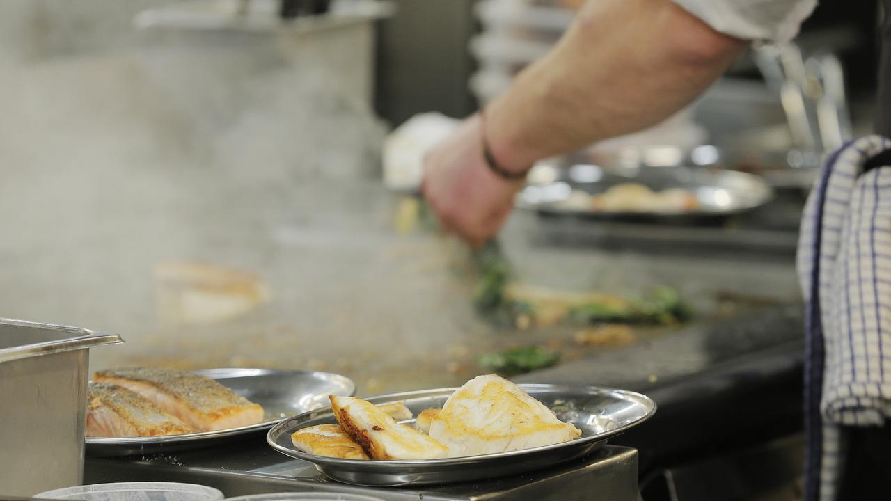 <p>The Tasmanain seafood industry launched its search for Tasmania's best fish and chips in 2018. A chef at Hobart’s Frank Restaurant cooks up some fresh fish. Picture: MATHEW FARRELL</p>