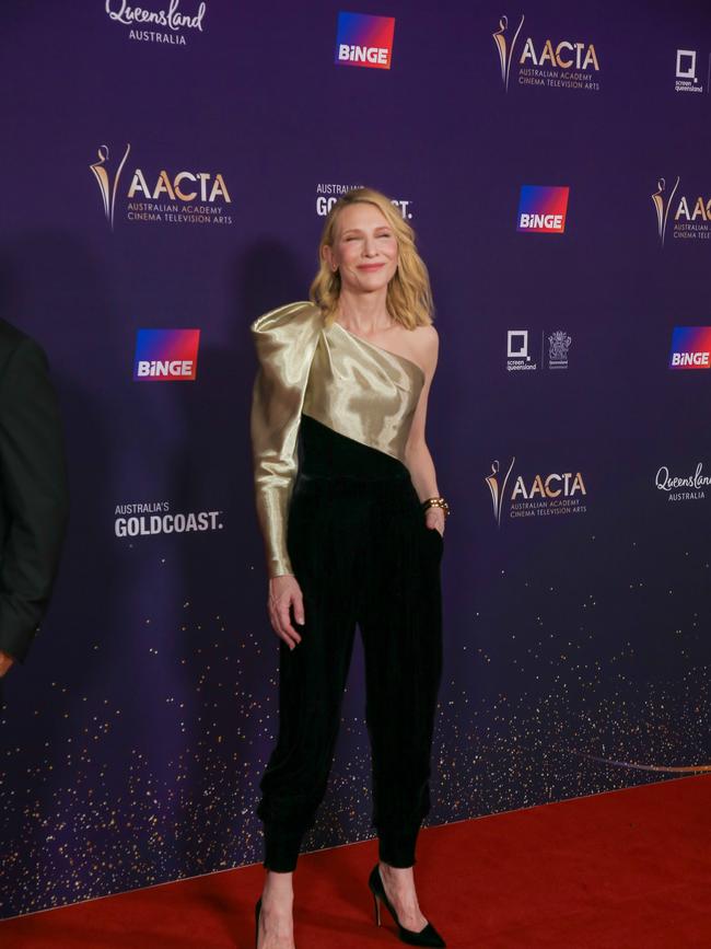 Cate Blanchette arrives on the Red Carpet at the 2024 Aacta Awards at HOTA on the Gold Coast. Picture: Glenn Campbell